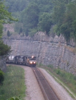 SB freight dwarfed by the cut